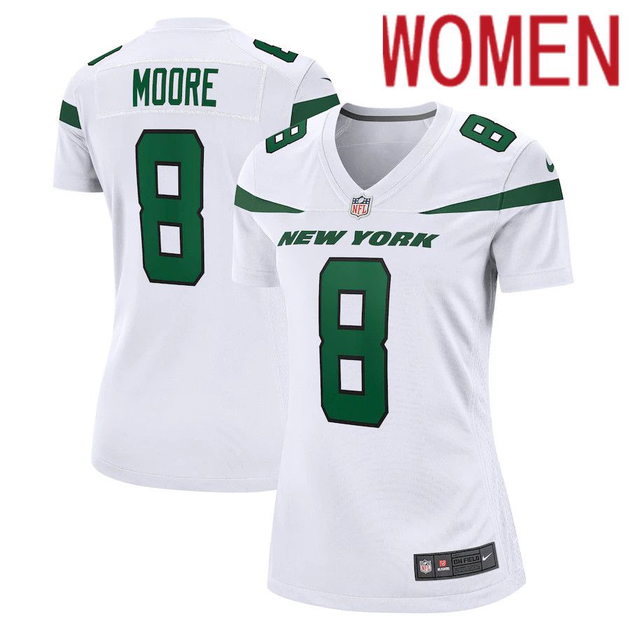 Women New York Jets #8 Elijah Moore Nike White Game NFL Jersey